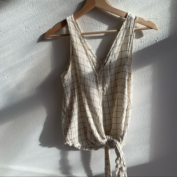 Eye Shadow | Cream Windowpane Pattern Wrap Tank Top - Small - Picture 8 of 14